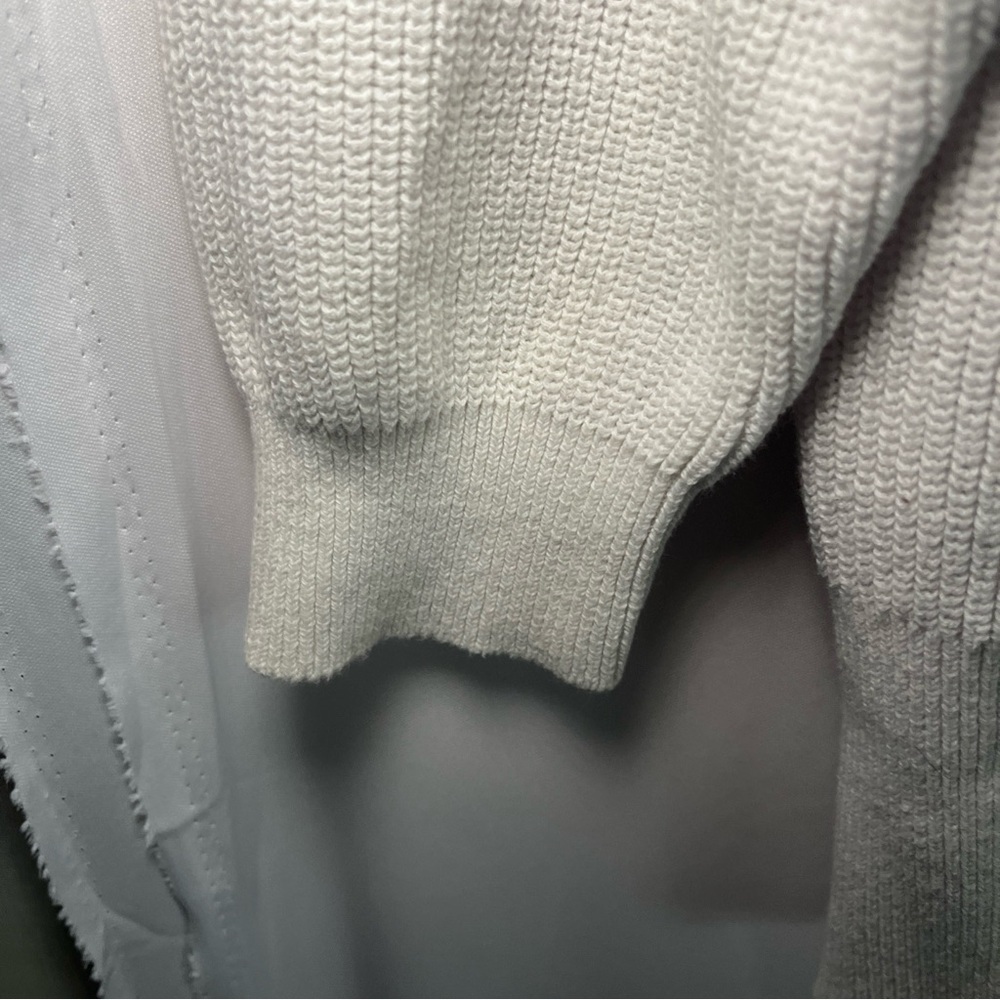 Express Women’s Sweater Sz L Rufffled Drop Sleeve White Cuffed 2018 Cotton - Picture 8 of 14